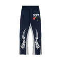 Gallery Dept. "DEPT." Tribal Star Graphic Contrast Panel Sweatpants - Navy & Grey