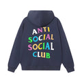 Anti Social Social Club Multi-Color Letters Logo Hoodie - Navy Blue