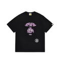 BAPE Style Abstract Deconstructed Ape Head Tee - Black/Purple