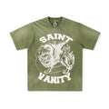 SAINT VANITY Winged Creature Graphic Short-Sleeve T-Shirt - Olive Green / White Graphic