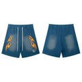 Hellstar Tribal Flame Gradient Shorts Lake blue