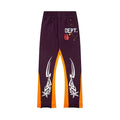 Gallery Dept. "DEPT." Tribal Star Graphic Contrast Panel Sweatpants - Deep Purple & Orange