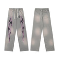 Hellstar Grey Flame Graphic Drawstring Sweatpants