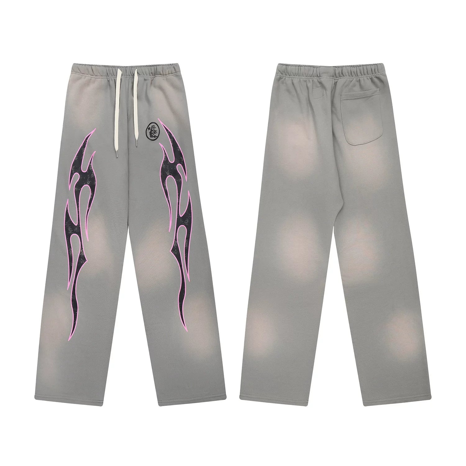 Hellstar Grey Flame Graphic Drawstring Sweatpants