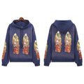 Who Decides War Flame Stained Glass Hoodie - Deep Blue/Purple Wash