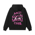 Anti Social Social Club Pink Lightning Circle Logo Hoodie - Black