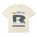 RHUDE Racing Motif Graphic Print T-Shirt - Cream