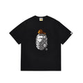 BAPE Style Snake Print & Baby Ape Head Short-Sleeve Tee - Black