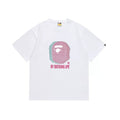 BAPE Style Glitch Colorblock Ape Head Short-Sleeve Tee - White