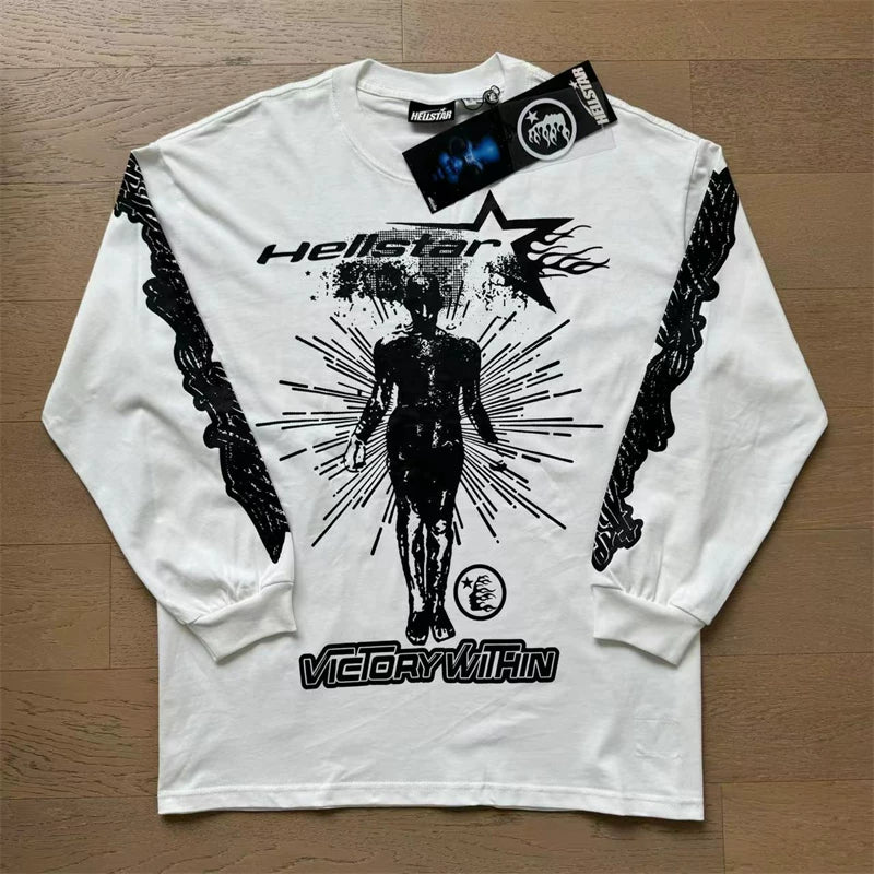 Hellstar "Victory Within" Long Sleeve Tee white