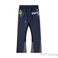 Gallery Dept. "DEPT." Paint Splatter Contrast Panel Sweatpants - Navy Blue