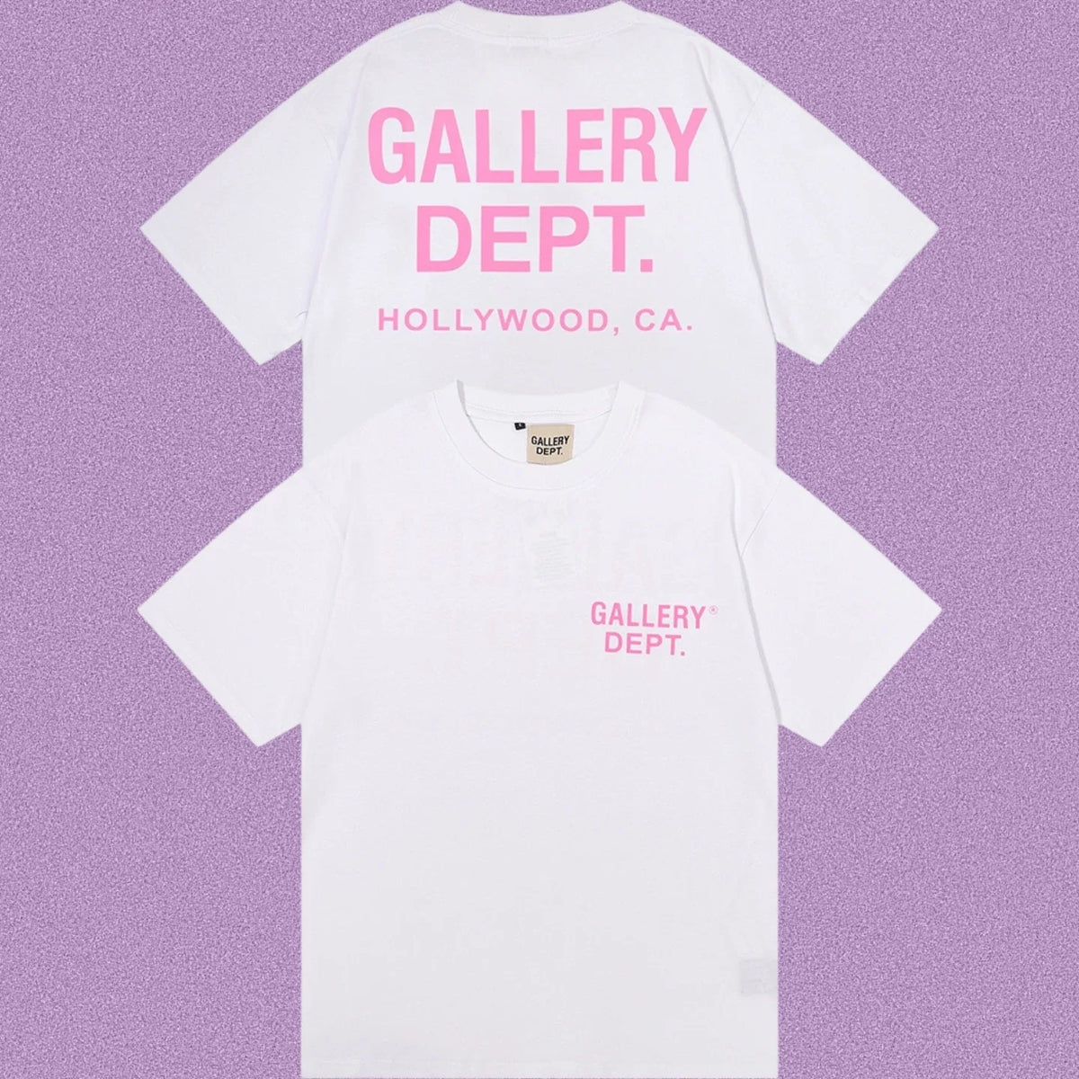 Gallery Dept. Hollywood Logo Short Sleeve T-Shirt - White/Pink