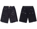 Gallery Dept. Patched Distressed Paint Splatter Denim Shorts - Black