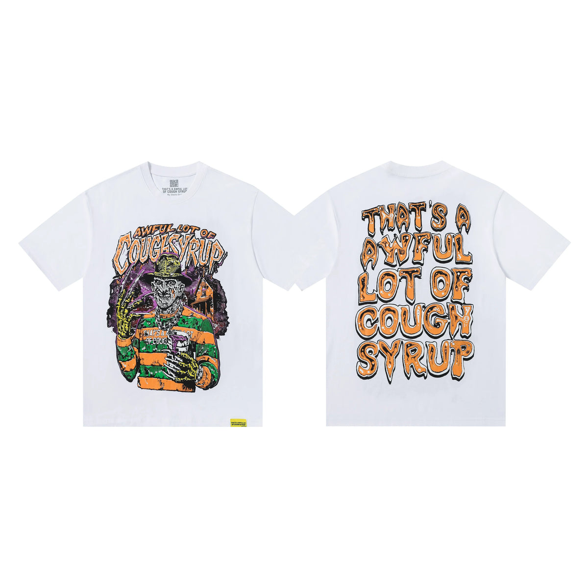 That's A Awful Lot Of Cough Syrup Nightmare Stripped Graphic T-Shirt - White