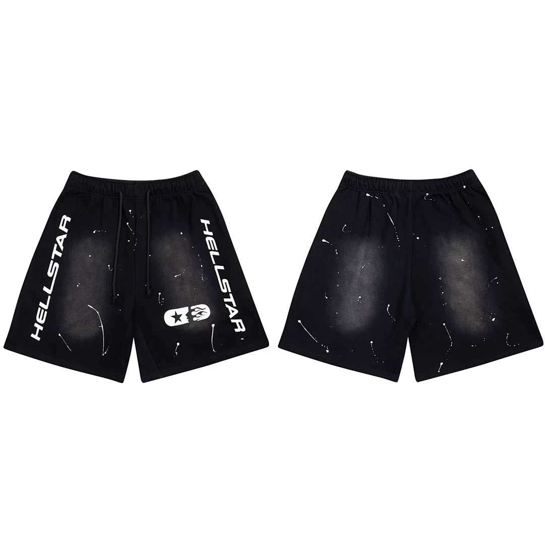 Hellstar Paint Splatter & Logo Shorts black