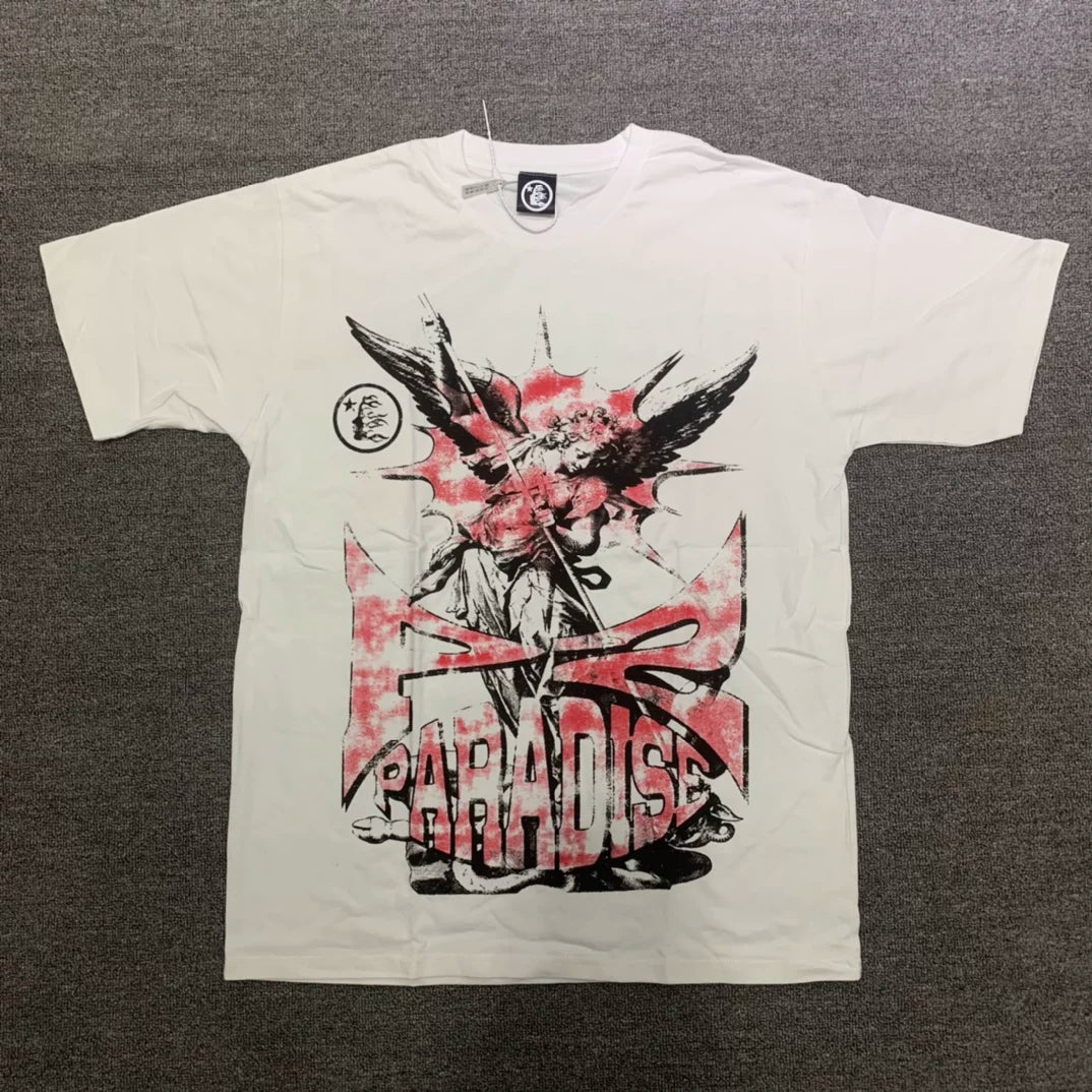 Hellstar "Paradise" Angel & Cross Graphic Tee - White