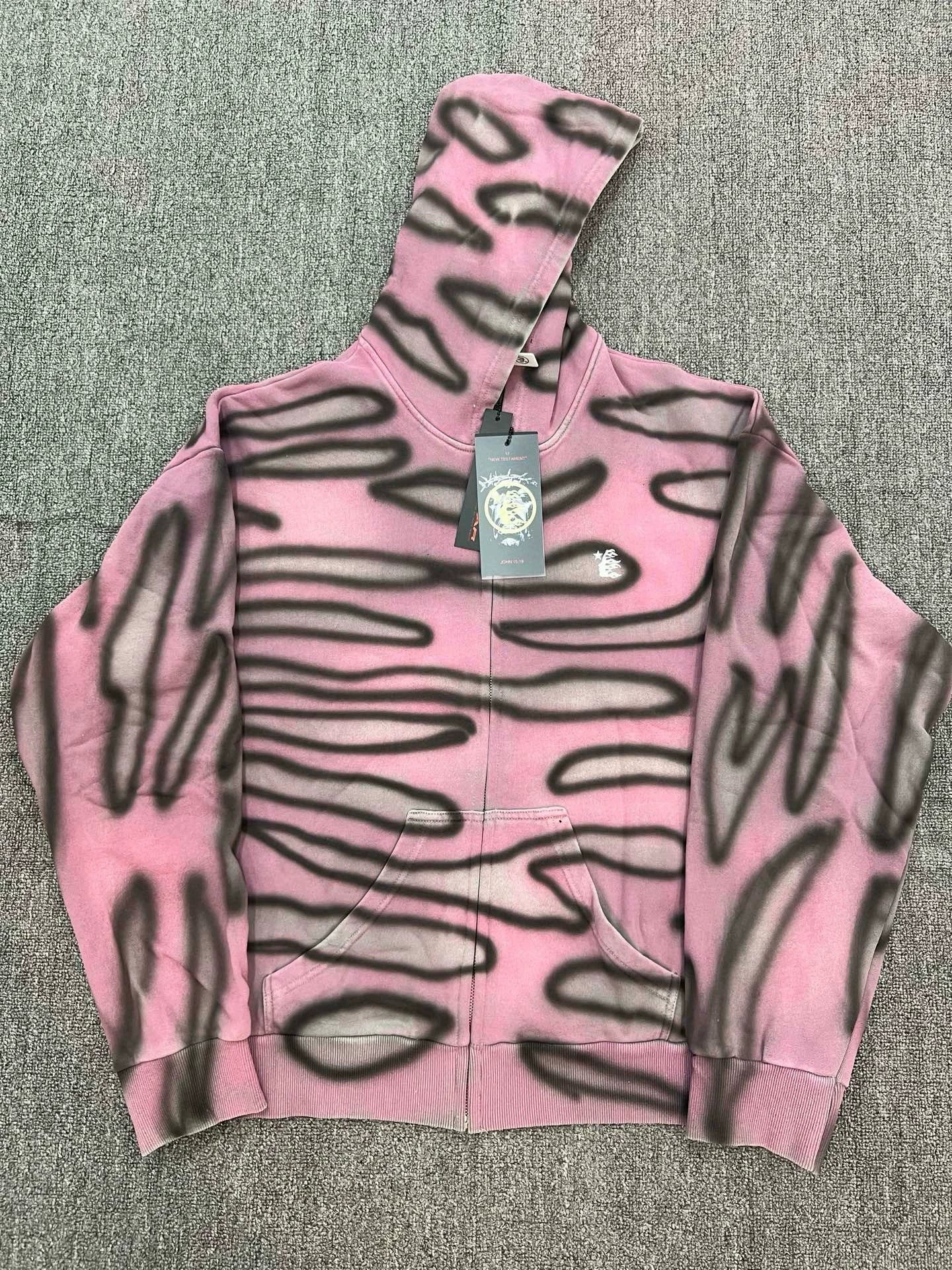 Hellstar American Tie Dye Classic Full-Zip Hoodie pink