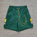 RHUDE Reflective Trim Logo Athletic Shorts - Forest Green / Yellow
