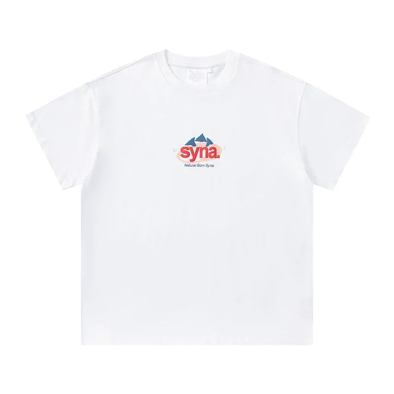 Syna World Vintage Oversized Mountain Graphic Tee (White / Red / Blue)