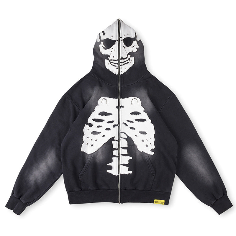 That's A Awful Lot Of Cough Syrup Skeleton Full-Zip Hoodie - Black / White