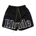 RHUDE Outline Script Logo Drawstring Athletic Shorts - Black