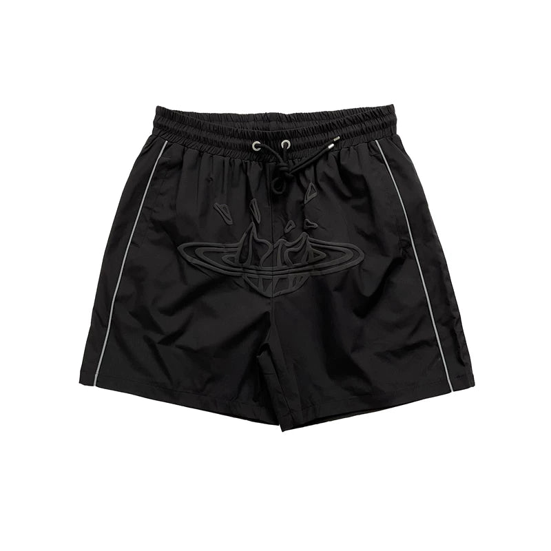 Broken Planet Market Shattered Planet Nylon Shorts - All Black