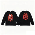 BAPE Style Big Camo Ape Head Long-Sleeve Tee - Black/Red