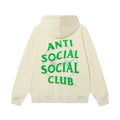 Anti Social Social Club Green Lightning Circle Logo Hoodie - Cream