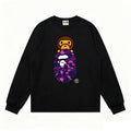 BAPE Style Baby Milo Peeking on Camo Ape Head Long-Sleeve Tee - Black/Purple