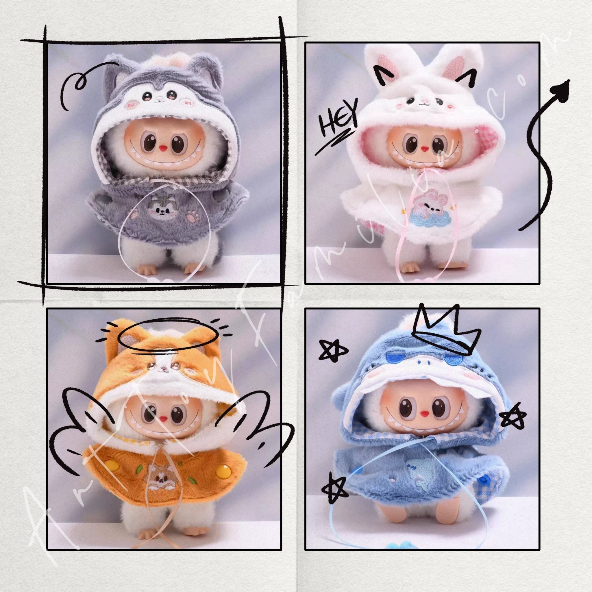 Doll Cloth Sunny Zoo Hooded Puffcape - 015