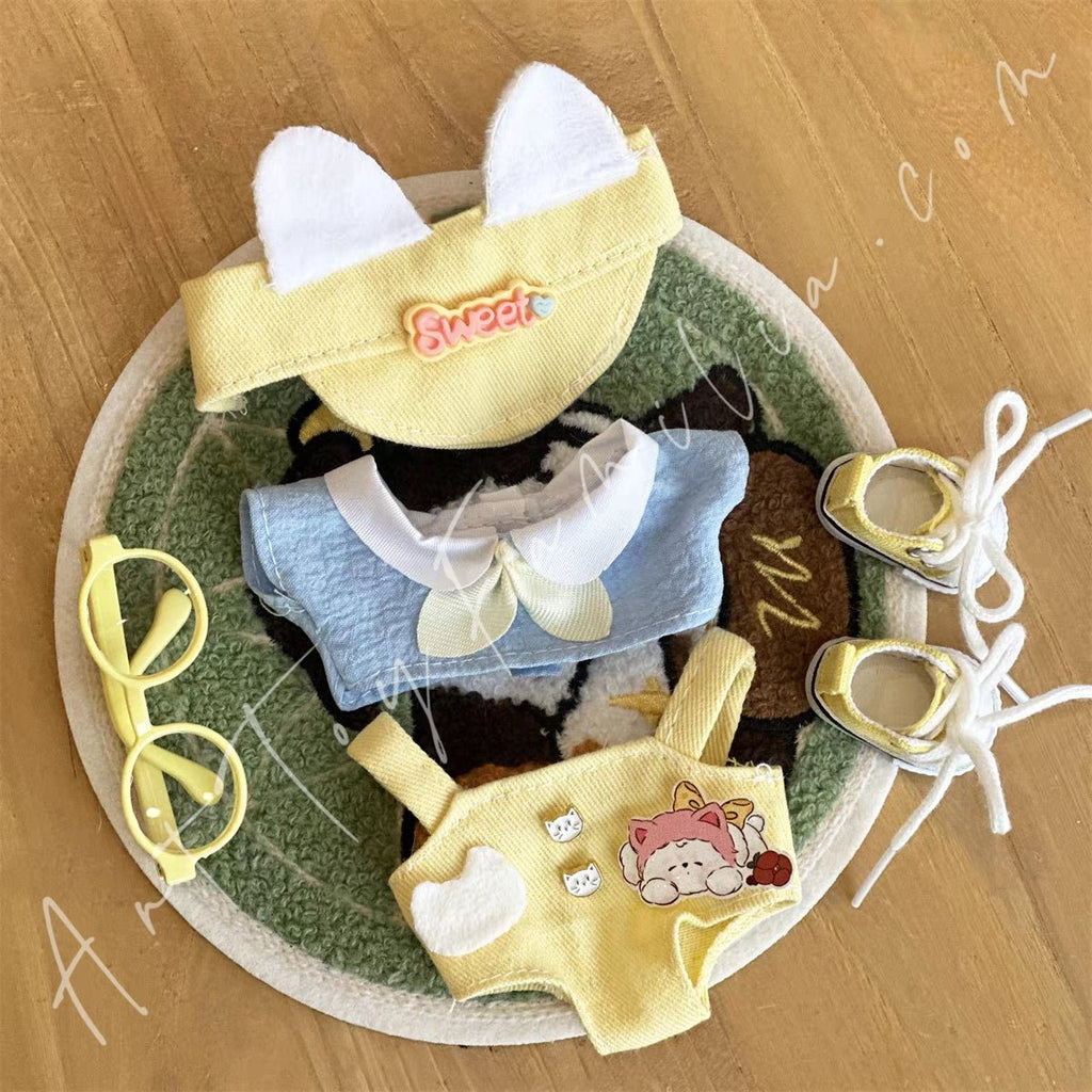 Doll Cloth Sweet Buttercream Kitten Overalls Set - 001